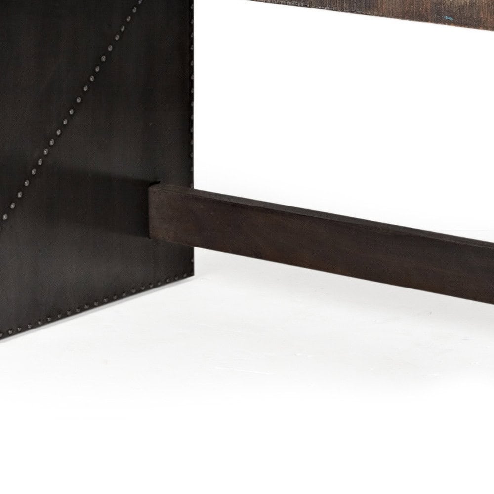 Dark Brown and Gray Industrial Writing Desk With Metal Base 7 Dark Brown and Gray Industrial Writing Desk With Metal Base - Image 7