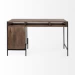 Medium Brown Industrial Writing Desk With Drawers and Shelves 14 Medium Brown Industrial Writing Desk With Drawers and Shelves