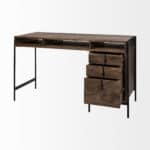 Medium Brown Industrial Writing Desk With Drawers and Shelves 15 Medium Brown Industrial Writing Desk With Drawers and Shelves
