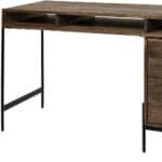 Medium Brown Industrial Writing Desk With Drawers and Shelves 18 Medium Brown Industrial Writing Desk With Drawers and Shelves
