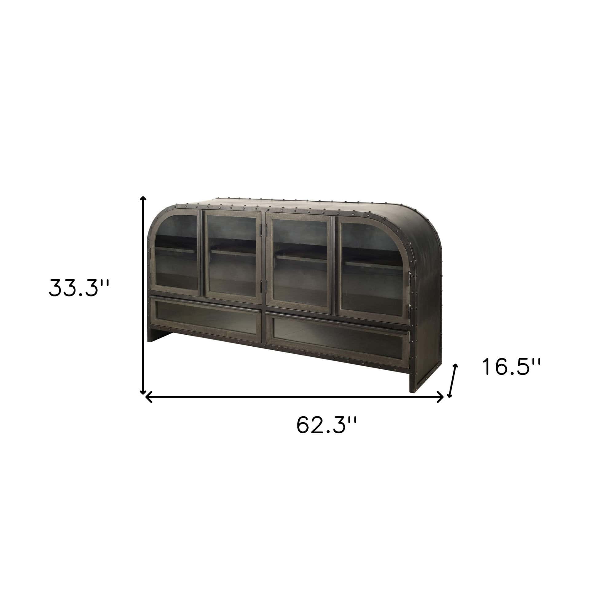 Industrial Dark Brown Sideboard with Glass Doors and Drawers 16 Industrial Dark Brown Sideboard with Glass Doors and Drawers