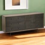 Solid Wood Brown and Black Six Drawer Sideboard 70 Inches