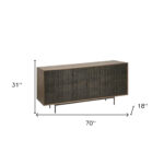Solid Wood Brown and Black Six Drawer Sideboard 70 Inches