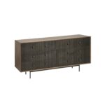 Solid Wood Brown and Black Six Drawer Sideboard 70 Inches
