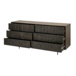 Solid Wood Brown and Black Six Drawer Sideboard 70 Inches