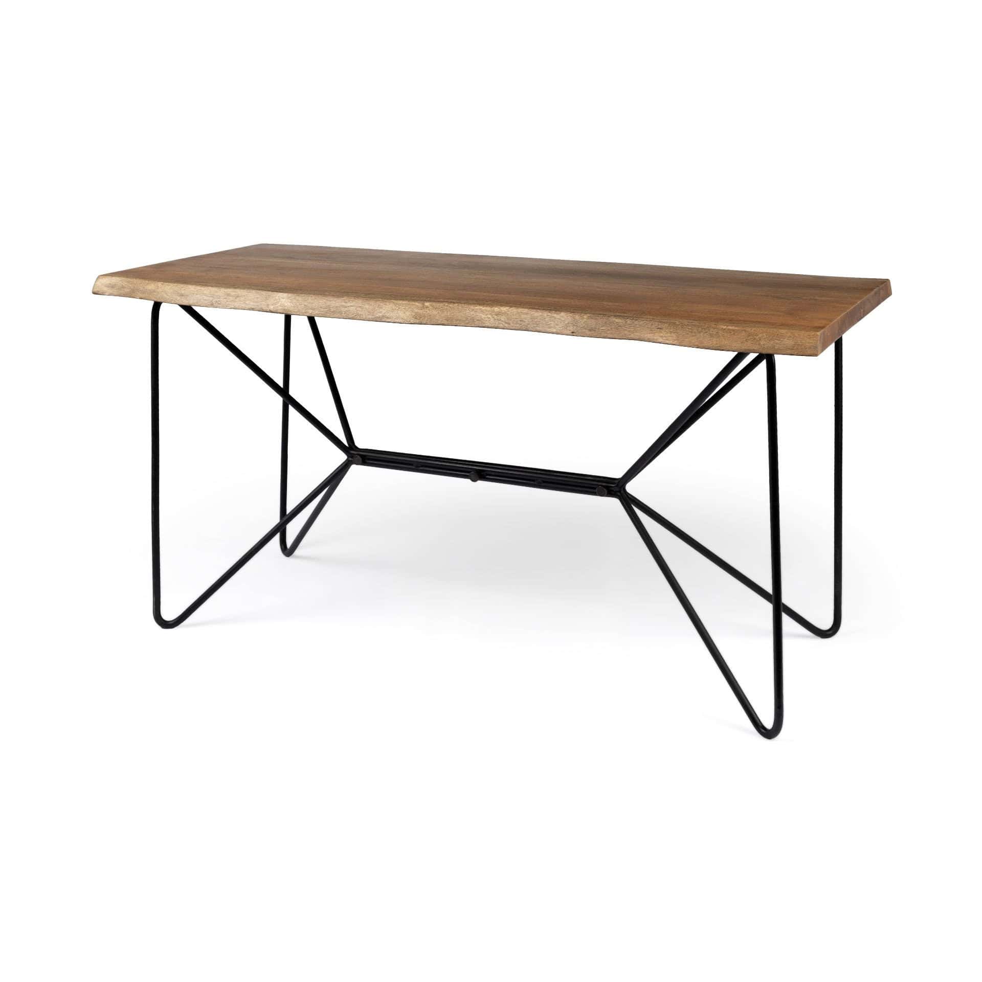 Live Edge Acacia Wood Writing Desk With Matte Black Base 1 Live Edge Acacia Wood Writing Desk With Matte Black Base