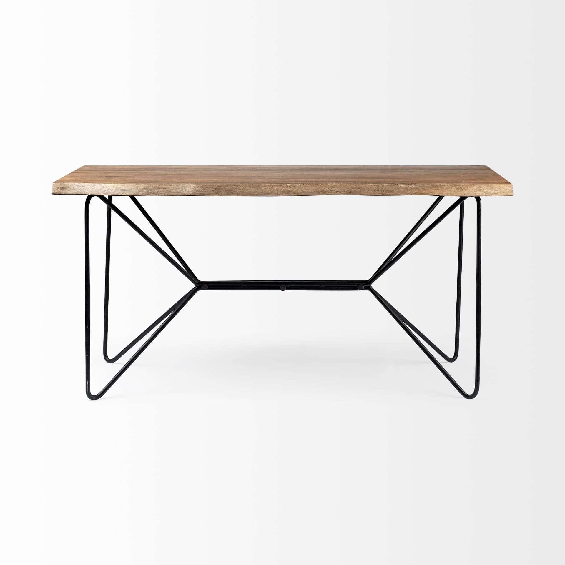 Live Edge Acacia Wood Writing Desk With Matte Black Base 4 Live Edge Acacia Wood Writing Desk With Matte Black Base - Image 4