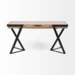 Modern Brown and Black Writing Desk with Storage Drawer