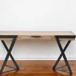 Modern Brown and Black Writing Desk with Storage Drawer