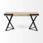 Modern Brown and Black Writing Desk with Storage Drawer