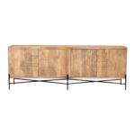 Brown Solid Wood Coastal Sideboard with Shelves and Doors