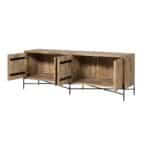 Brown Solid Wood Coastal Sideboard with Shelves and Doors