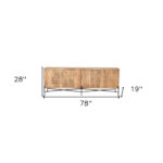Brown Solid Wood Coastal Sideboard with Shelves and Doors