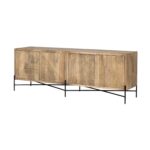 Brown Solid Wood Coastal Sideboard with Shelves and Doors