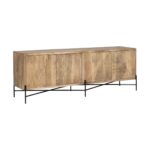 Brown Solid Wood Coastal Sideboard with Shelves and Doors