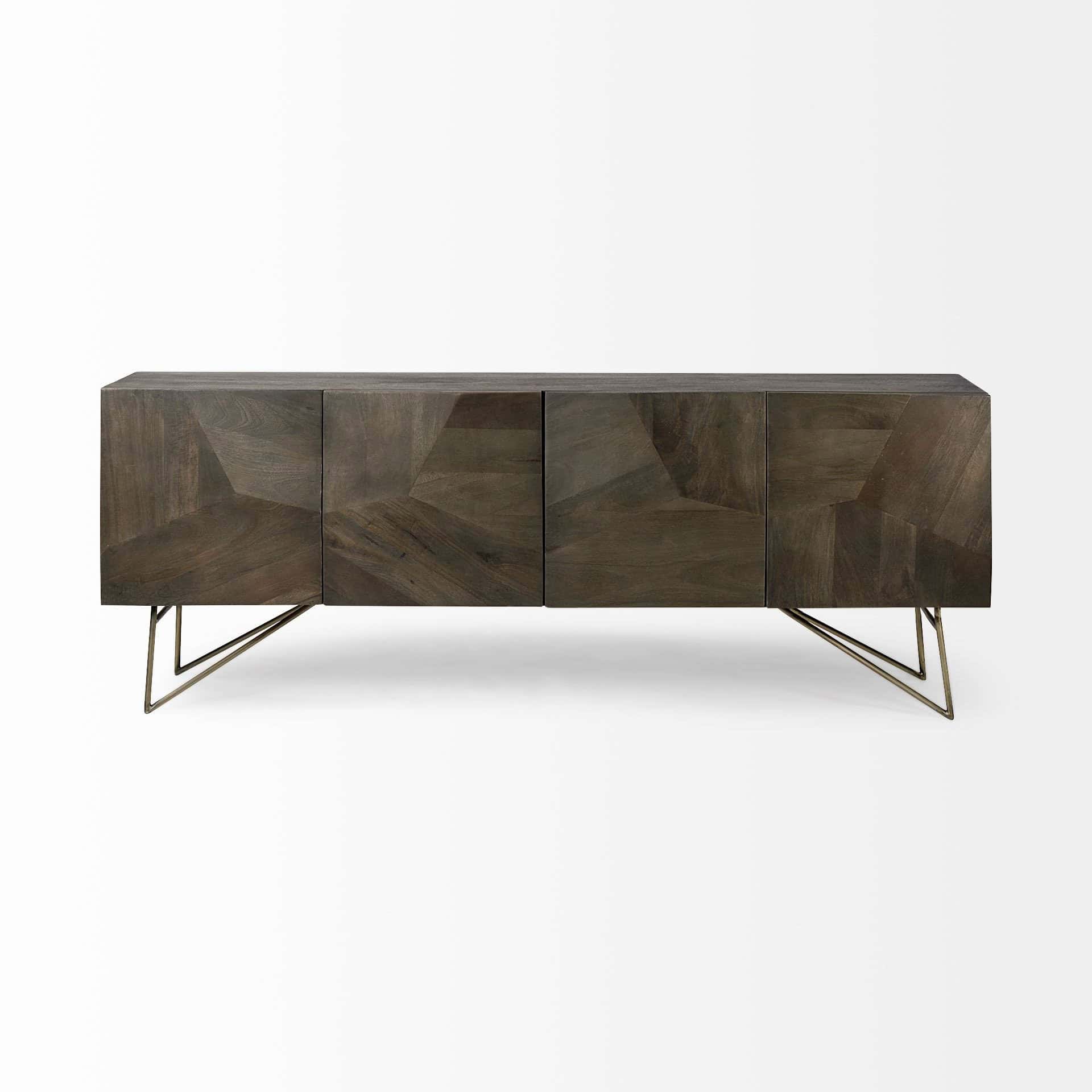 Dark Brown Solid Wood Sideboard with Shelves and Four Doors 3 Dark Brown Solid Wood Sideboard with Shelves and Four Doors - Image 3