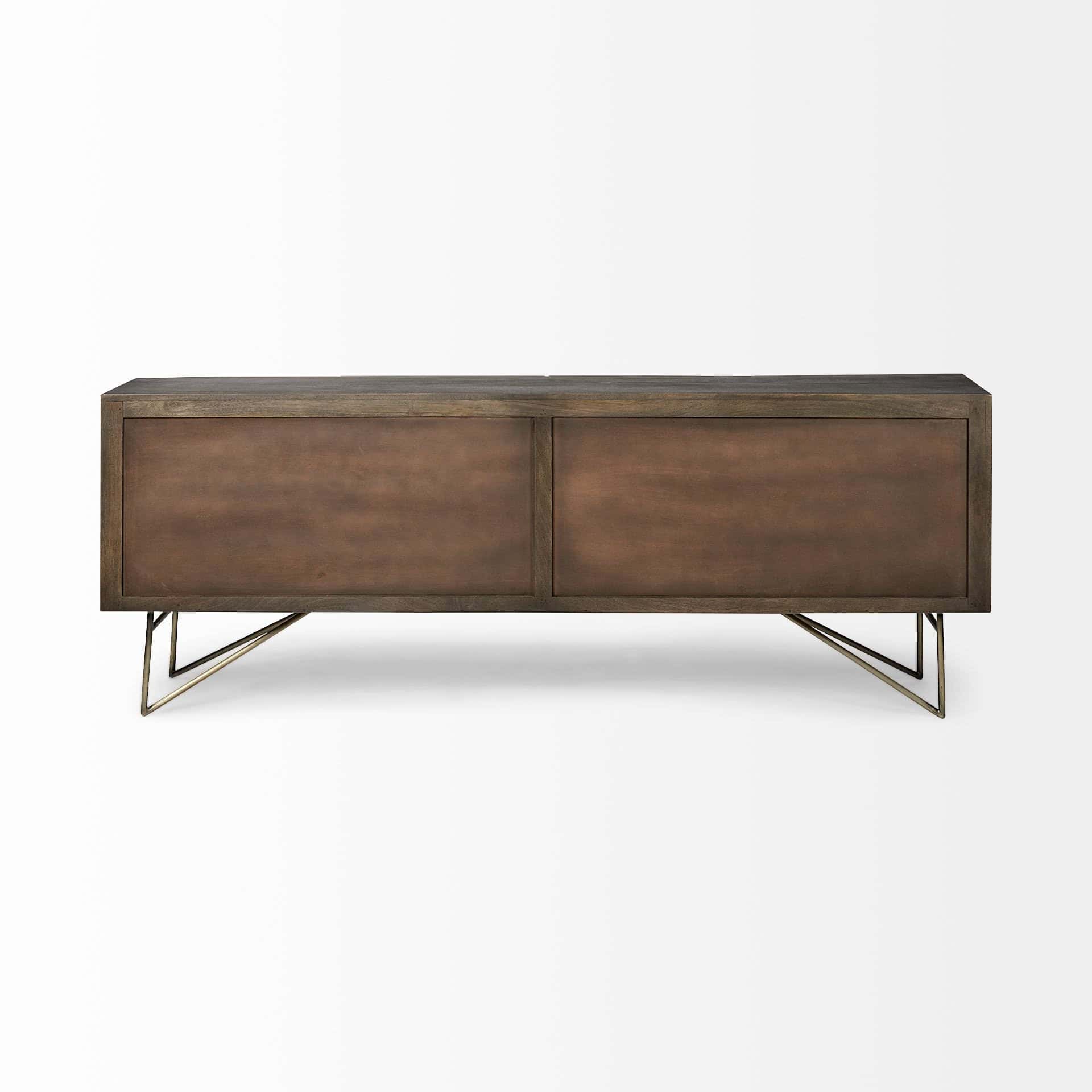 Dark Brown Solid Wood Sideboard with Shelves and Four Doors 5 Dark Brown Solid Wood Sideboard with Shelves and Four Doors - Image 5