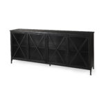 Cottage Style Black Iron Sideboard with Glass Doors and Shelves
