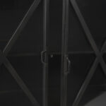 Cottage Style Black Iron Sideboard with Glass Doors and Shelves