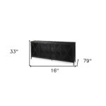 Cottage Style Black Iron Sideboard with Glass Doors and Shelves