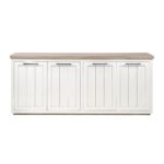 Brown and White Solid Wood Farmhouse Sideboard with Four Doors 11 Brown and White Solid Wood Farmhouse Sideboard with Four Doors