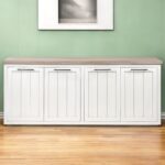 Brown and White Solid Wood Farmhouse Sideboard with Four Doors 10 Brown and White Solid Wood Farmhouse Sideboard with Four Doors
