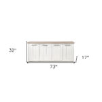 Brown and White Solid Wood Farmhouse Sideboard with Four Doors 17 Brown and White Solid Wood Farmhouse Sideboard with Four Doors