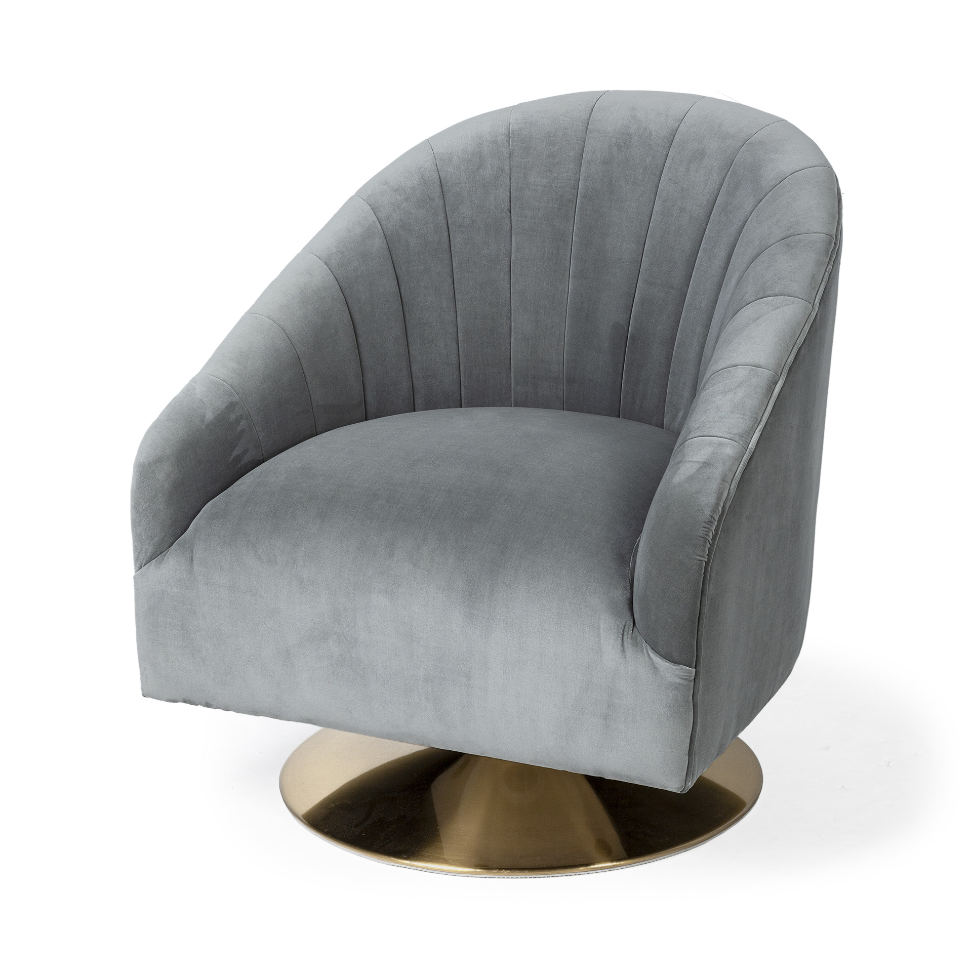 Gray Velvet Swivel Accent Chair with Gold Base 1 Gray Velvet Swivel Accent Chair with Gold Base
