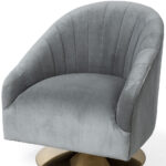 Gray Velvet Swivel Accent Chair with Gold Base 16 Gray Velvet Swivel Accent Chair with Gold Base