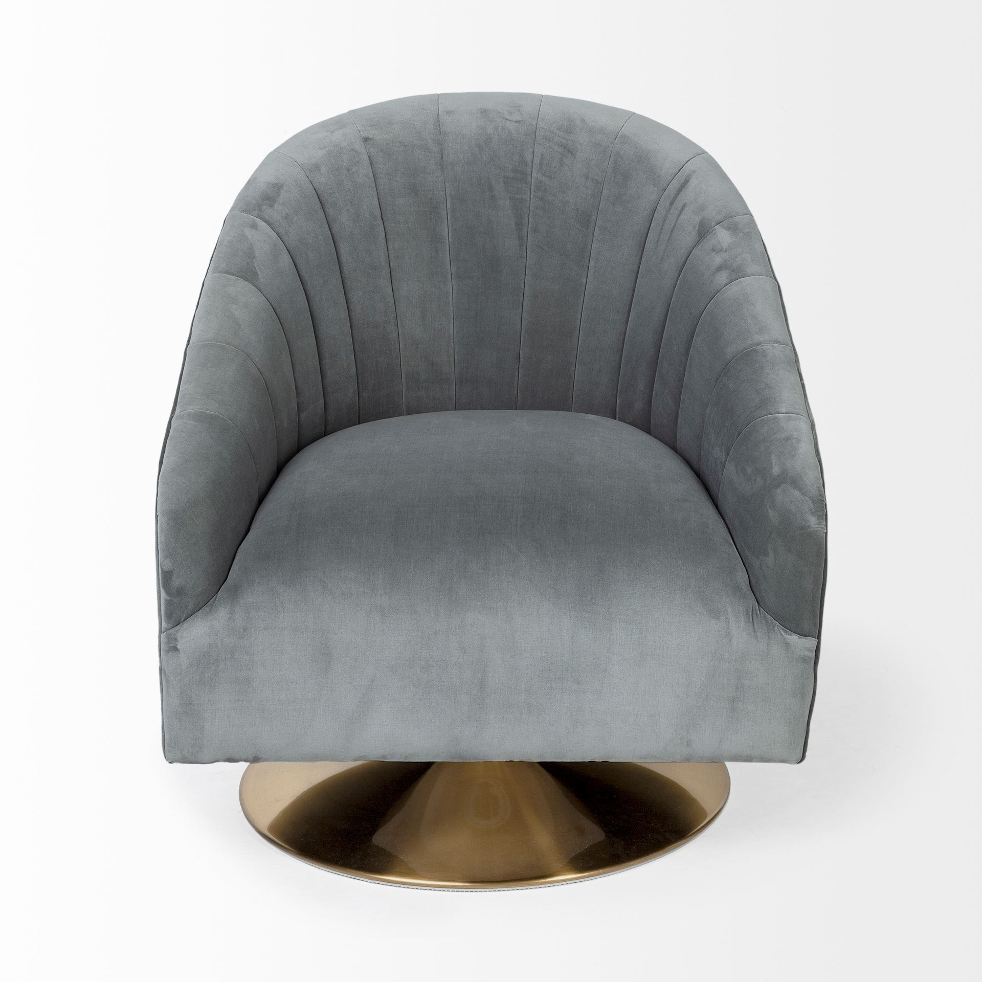 Gray Velvet Swivel Accent Chair with Gold Base 2 Gray Velvet Swivel Accent Chair with Gold Base - Image 2