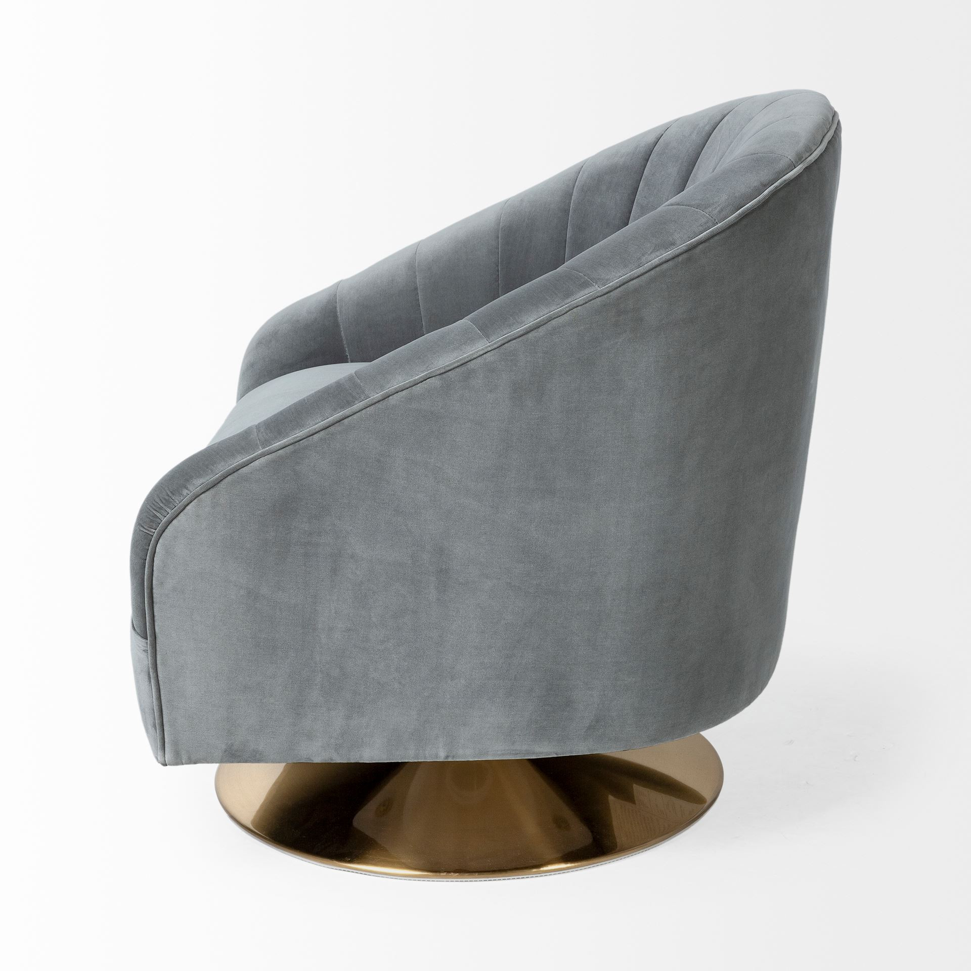 Gray Velvet Swivel Accent Chair with Gold Base 3 Gray Velvet Swivel Accent Chair with Gold Base - Image 3