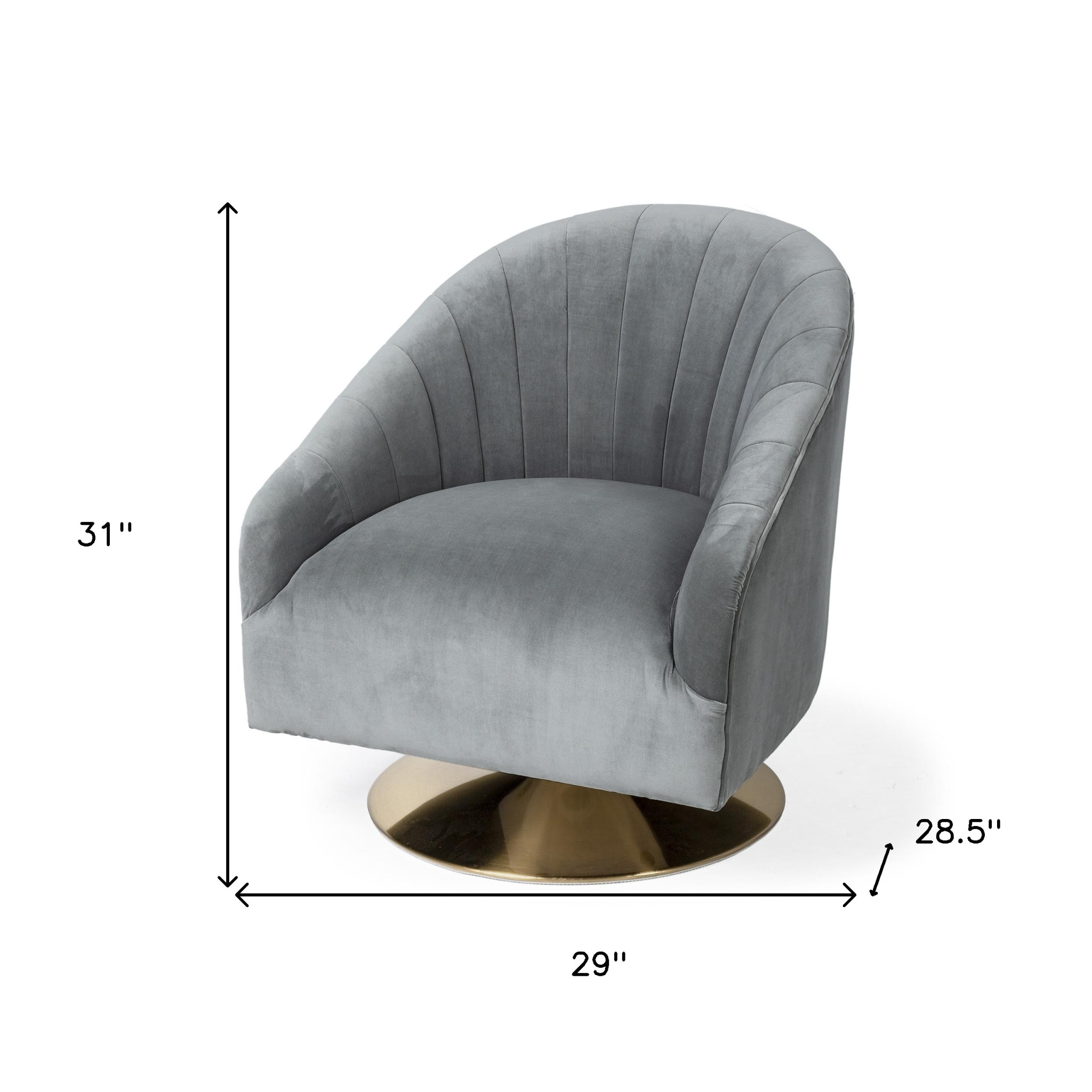 Gray Velvet Swivel Accent Chair with Gold Base 18 Gray Velvet Swivel Accent Chair with Gold Base