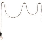 Black Plug-In Ceiling Lamp with Braided Wire and Adjustable Hanging