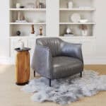 Coffee Faux Leather Accent Chair with Wood Legs and Armrest Support 11 Coffee Faux Leather Accent Chair with Wood Legs and Armrest Support