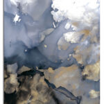 Hand-Painted Modern Canvas Wall Art with Gold and Charcoal