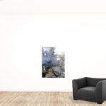 Hand-Painted Modern Canvas Wall Art with Gold and Charcoal