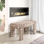 Gray Upholstered Bench with Wood Frame and Rubber Feet Protection 6 Gray Upholstered Bench with Wood Frame and Rubber Feet Protection