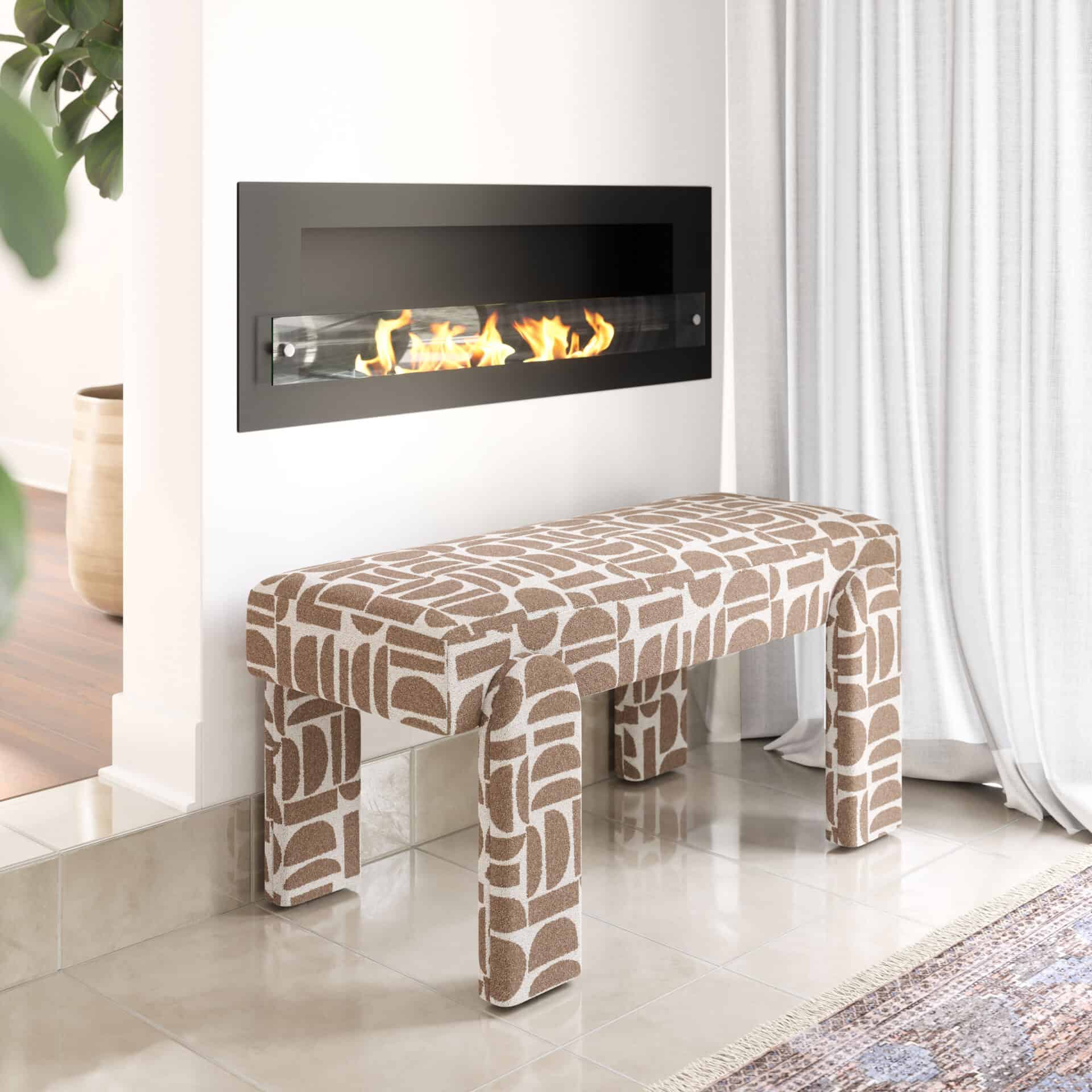 Gray Upholstered Bench with Wood Frame and Rubber Feet Protection 1 Gray Upholstered Bench with Wood Frame and Rubber Feet Protection