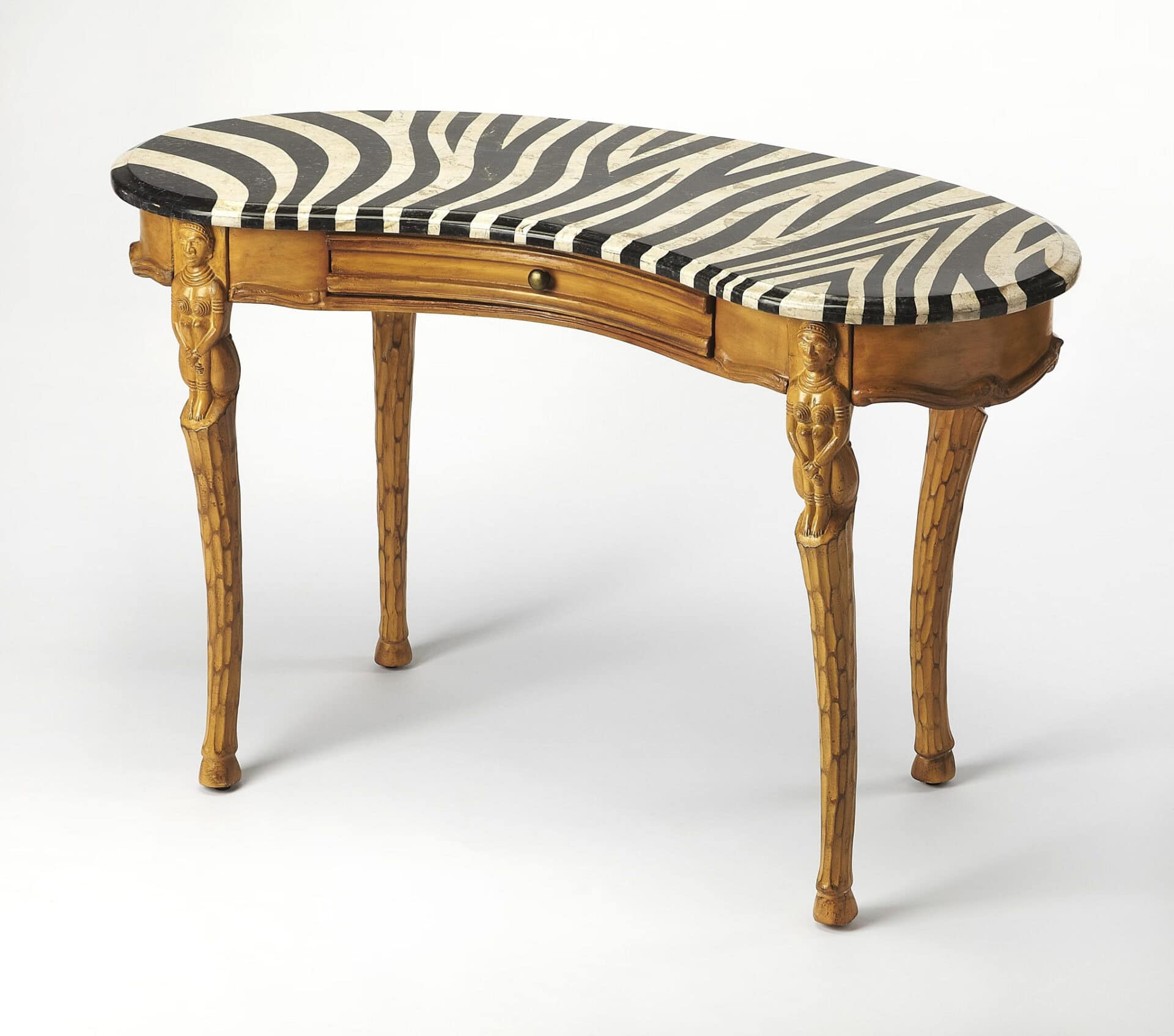Exotic Zebra Black and White Curved Writing Desk 3 Exotic Zebra Black and White Curved Writing Desk - Image 3