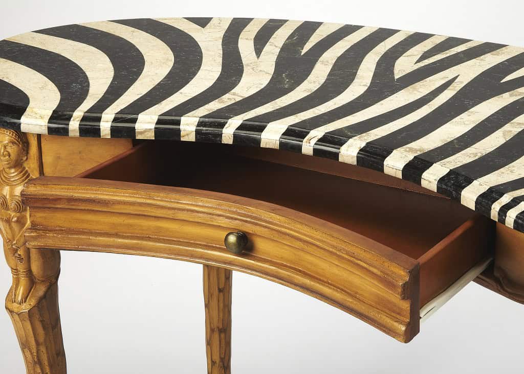 Exotic Zebra Black and White Curved Writing Desk 6 Exotic Zebra Black and White Curved Writing Desk - Image 6