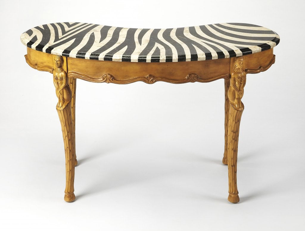Exotic Zebra Black and White Curved Writing Desk 2 Exotic Zebra Black and White Curved Writing Desk - Image 2
