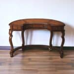48 Inch Crescent Shape Leather Top Writing Desk 8 48 Inch Crescent Shape Leather Top Writing Desk