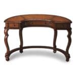 48 Inch Crescent Shape Leather Top Writing Desk 10 48 Inch Crescent Shape Leather Top Writing Desk