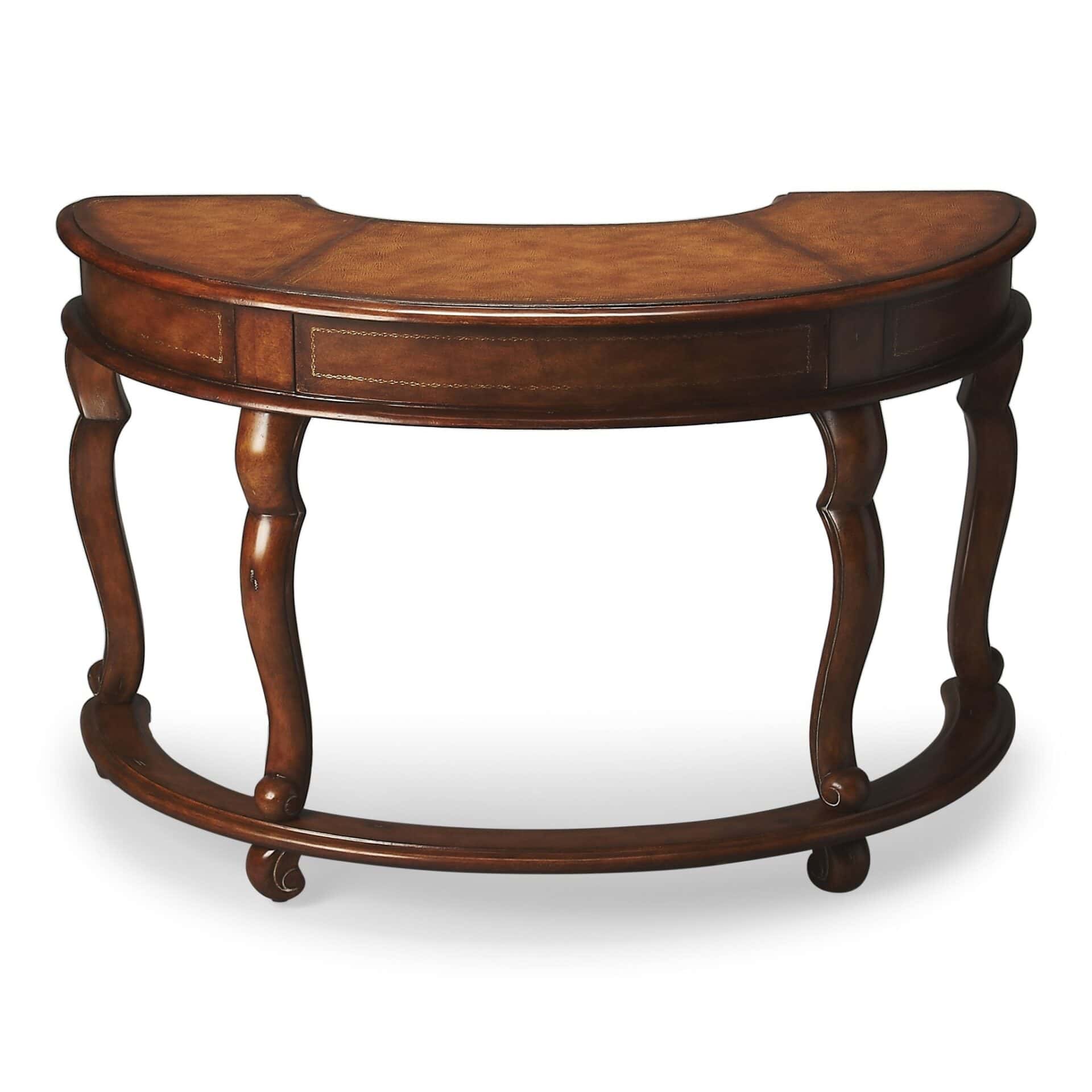 48 Inch Crescent Shape Leather Top Writing Desk 4 48 Inch Crescent Shape Leather Top Writing Desk - Image 4