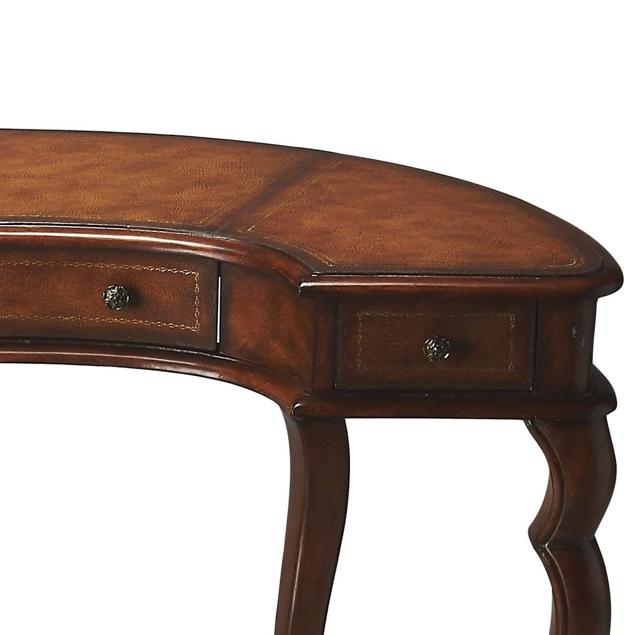48 Inch Crescent Shape Leather Top Writing Desk 5 48 Inch Crescent Shape Leather Top Writing Desk - Image 5