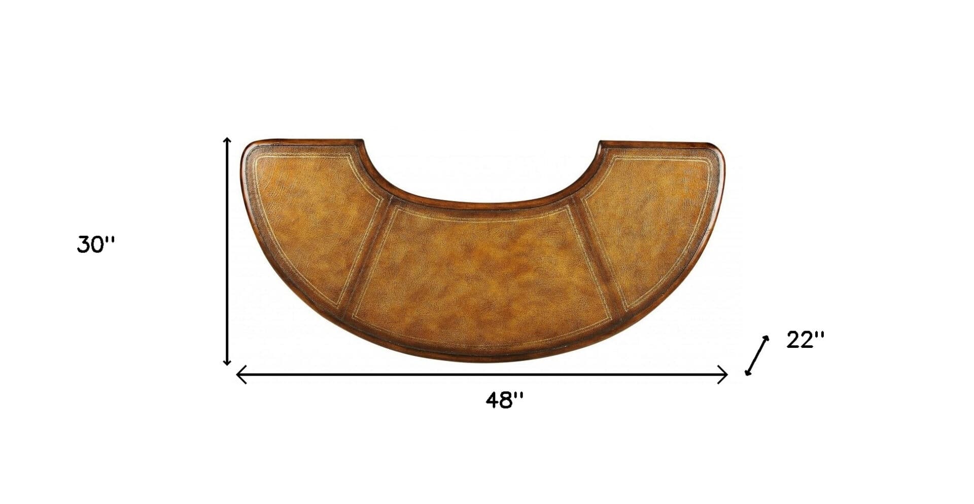 48 Inch Crescent Shape Leather Top Writing Desk 7 48 Inch Crescent Shape Leather Top Writing Desk - Image 7