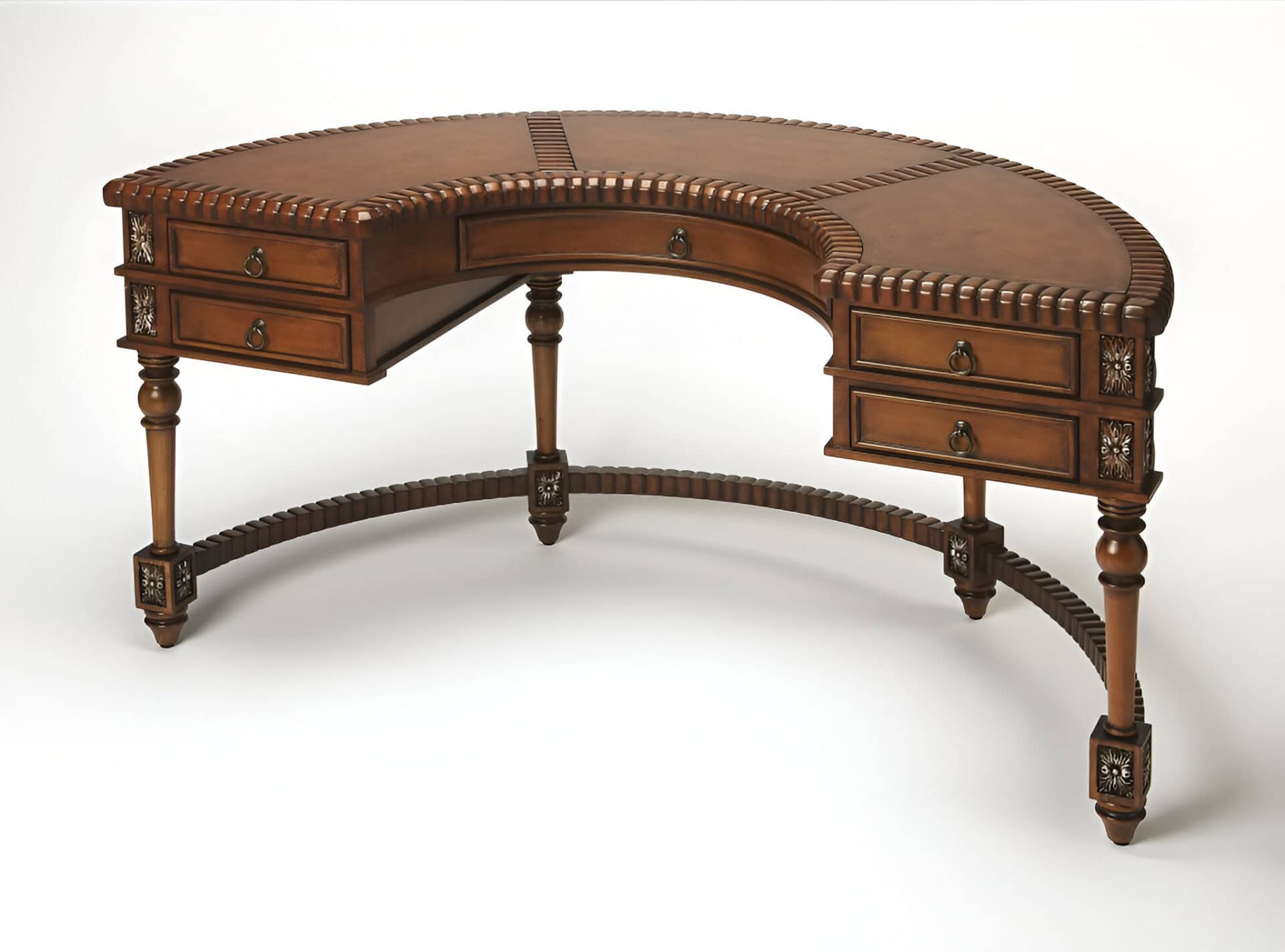 Dark Brown Solid Wood Kidney Writing Desk 60 Inch 2 Dark Brown Solid Wood Kidney Writing Desk 60 Inch - Image 2