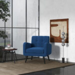 Modern Upholstered Accent Chair with Rubberwood Legs and Tufted Back 9 Modern Upholstered Accent Chair with Rubberwood Legs and Tufted Back