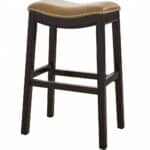 31-Inch Tan and Espresso Backless Faux Leather Bar Stool