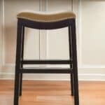 31-Inch Tan and Espresso Backless Faux Leather Bar Stool